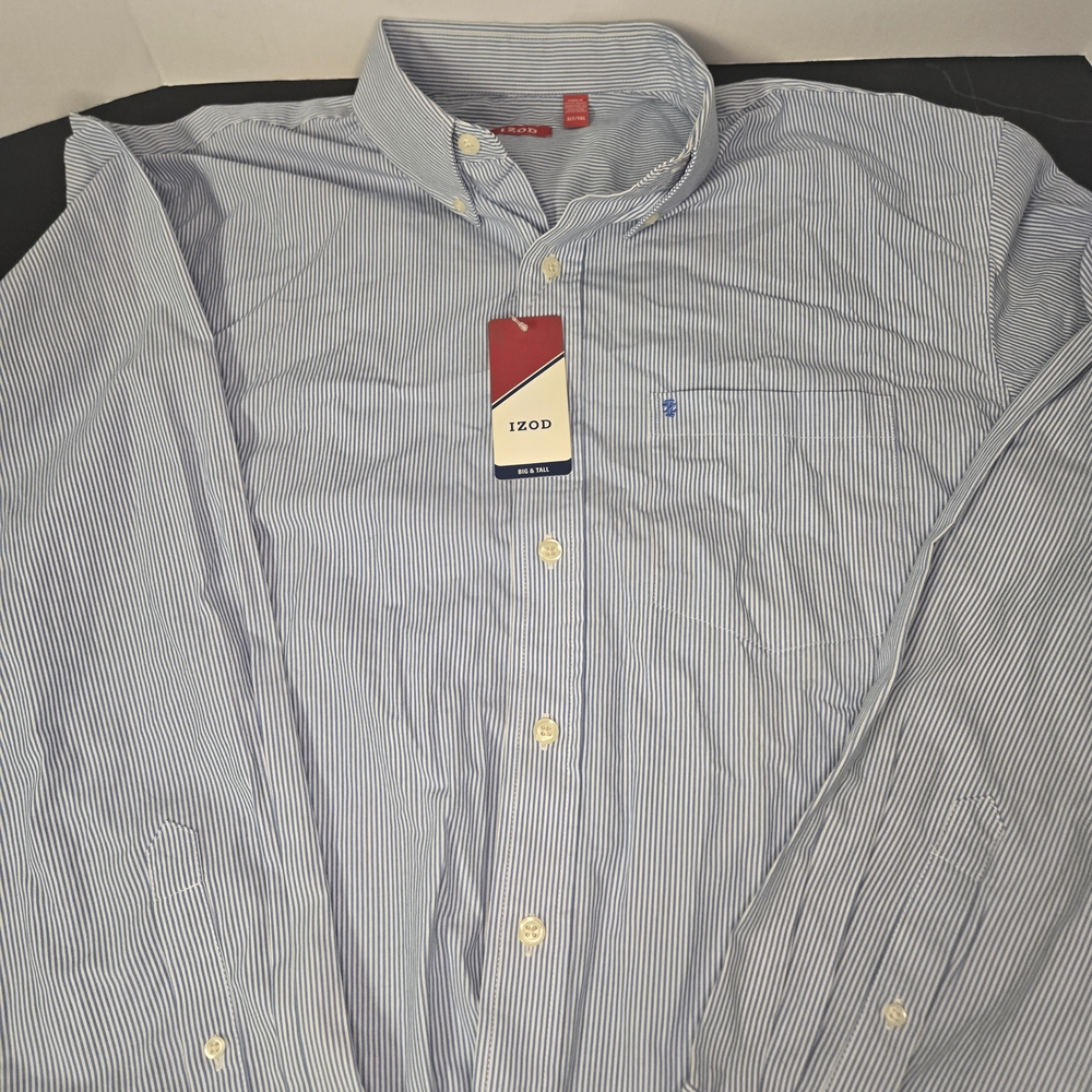 Izod Men's Light Blue Striped Shirt